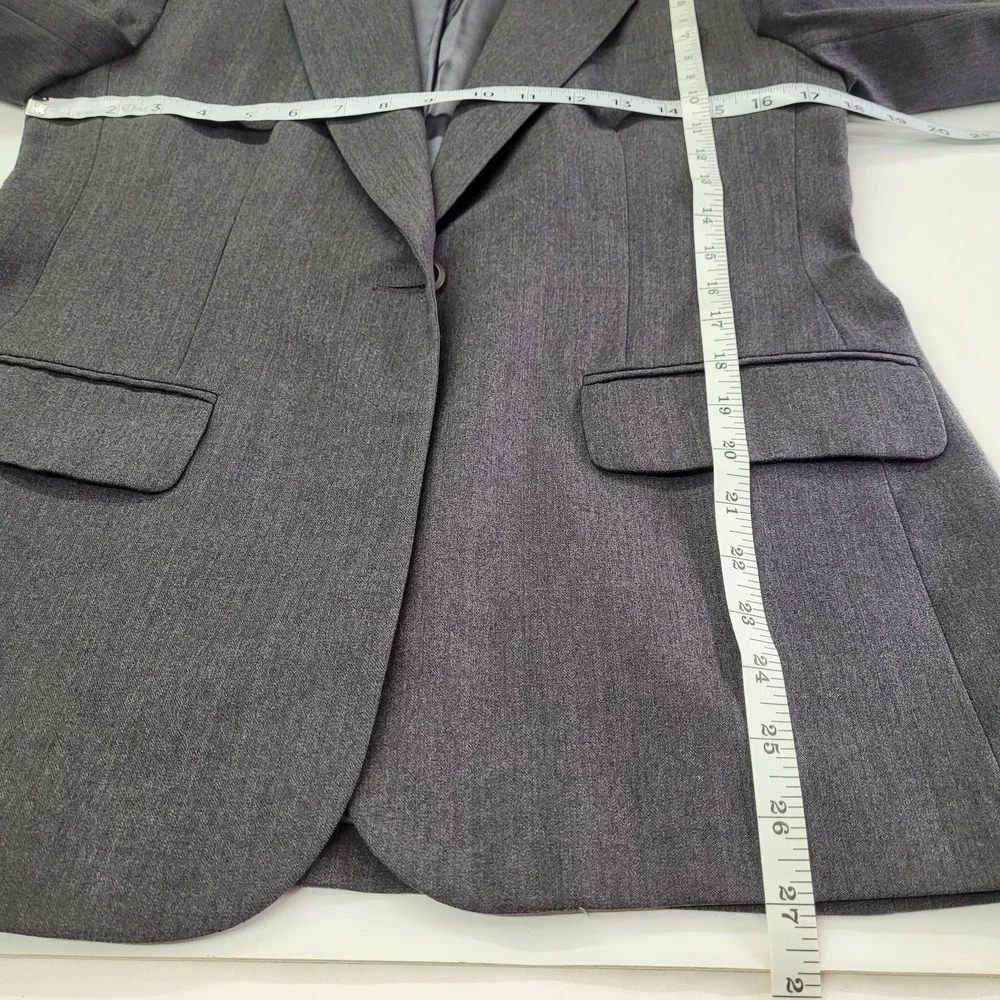 Lands End Blazer Jacket Womens 6P Grey 1 Button  Classic Single‎ Breasted Office